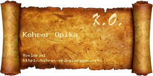 Kehrer Opika névjegykártya